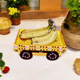 Wooden Handpainted Tea Thela Serving Table Trolley - Yellow